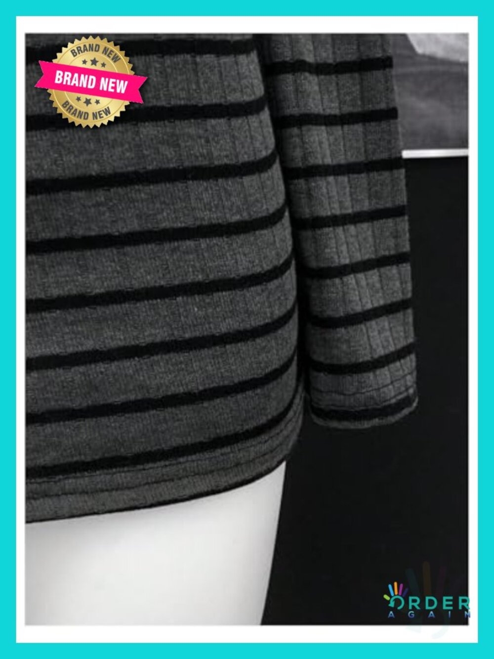Off Shoulder Striped Fold Over Mini Dress Rib Knit Slim Fit Y2K - Picture 3 of 4